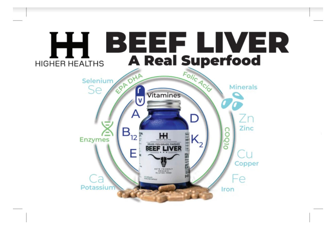 Higher Healths Beef Liver capsules - 100% Grass-Fed/Grass Finished, Freeze Dried