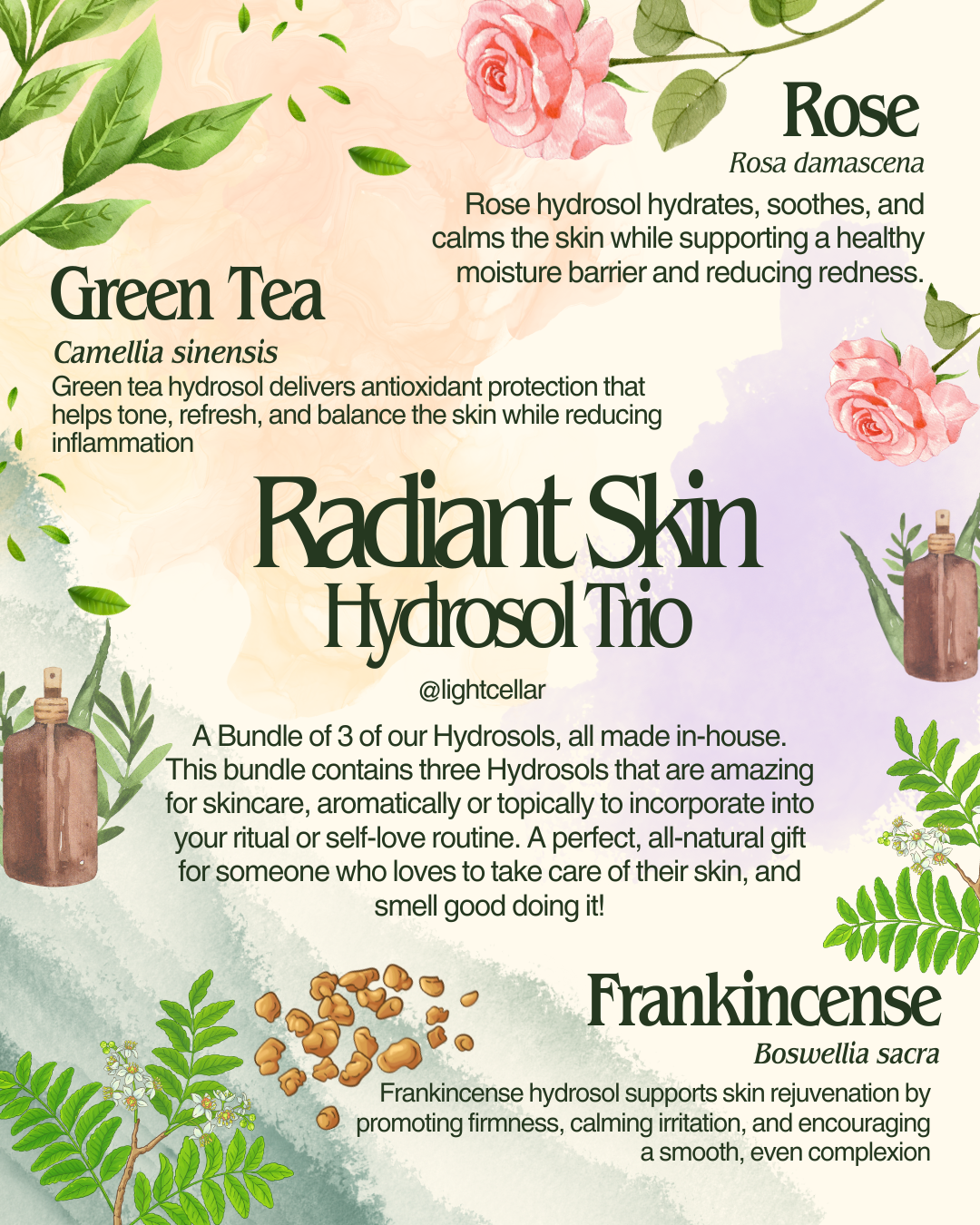 Radiant Skin Hydrosol Trio - Local delivery/pick-up only