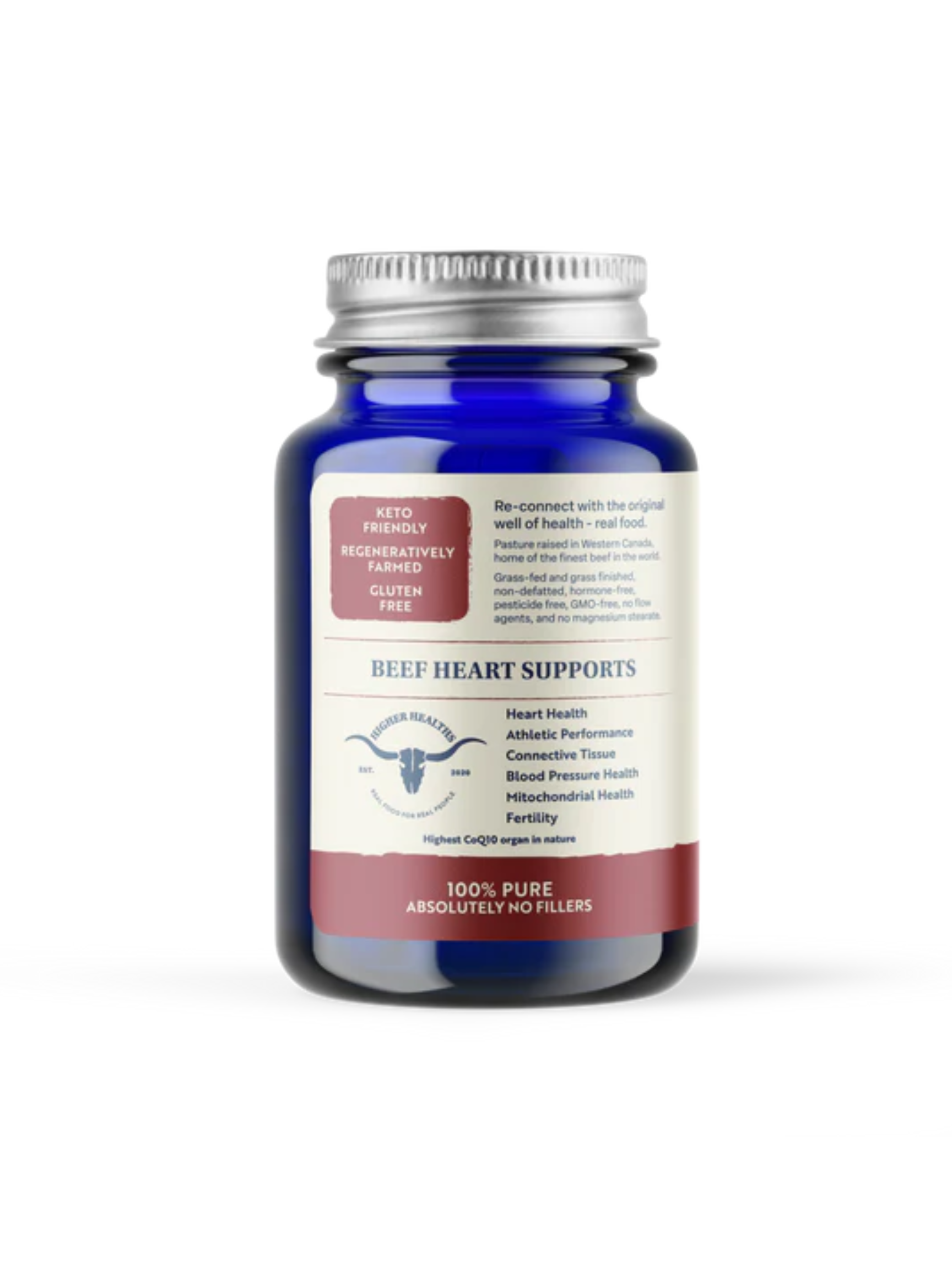 Higher Healths Beef Heart capsules - 100% Grass-Fed/Grass Finished, Freeze Dried