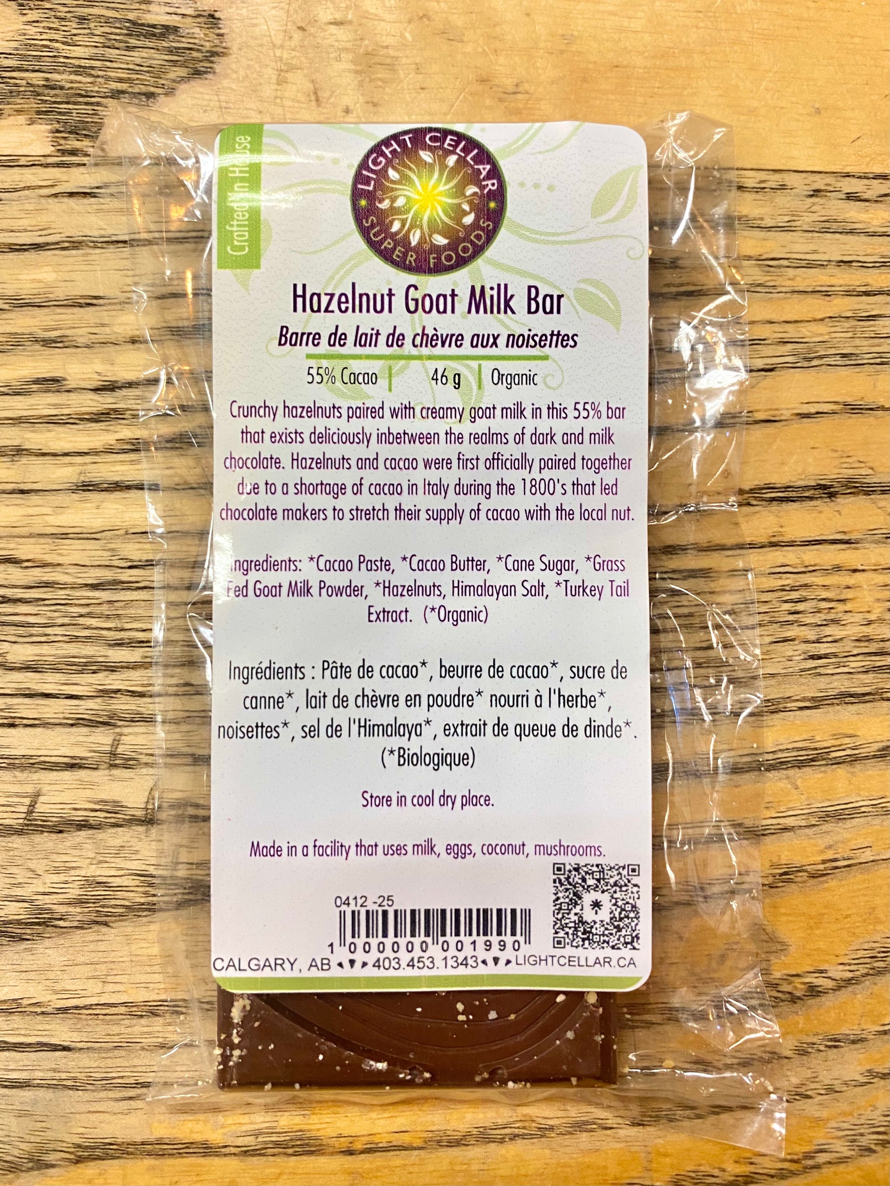 Hazelnut Goat Milk Chocolate Bar