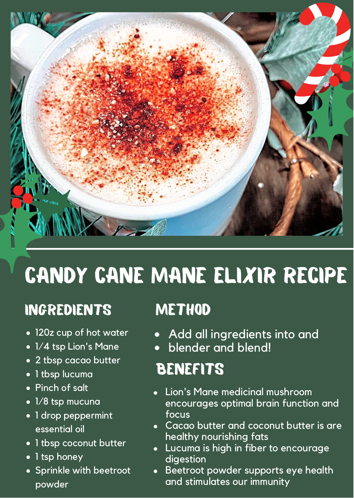 Candy Cane Mane Elixir recipe